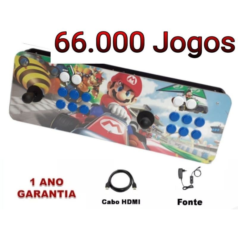 Fliperama Portátil controle duplo 66000 Jogos, 1 ano garantia