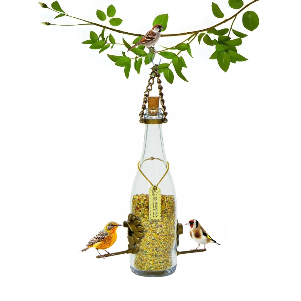 Comedouro para pássaros livres - Garrafa champagne transparente