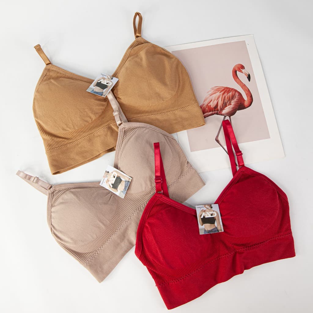 kit 3 Sutiã feminino top Colete Cueca feminina sem costura com almofadas peito