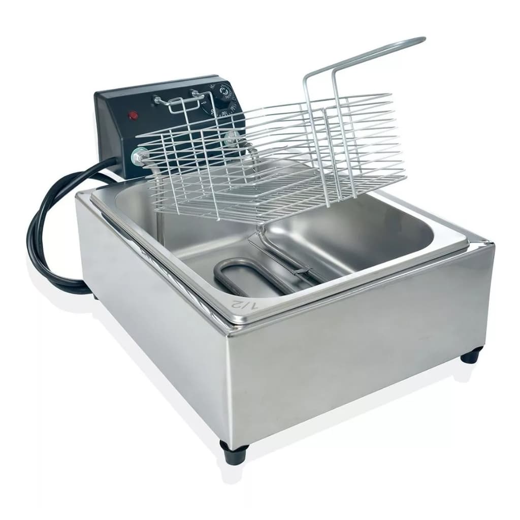 Fritadeira 5 Litros Aço Inox C/ Tampa Profissional