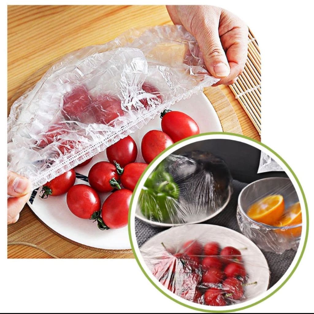 Kit 100 Peças Tampa De Plástico Descartável Para Alimento Geladeira