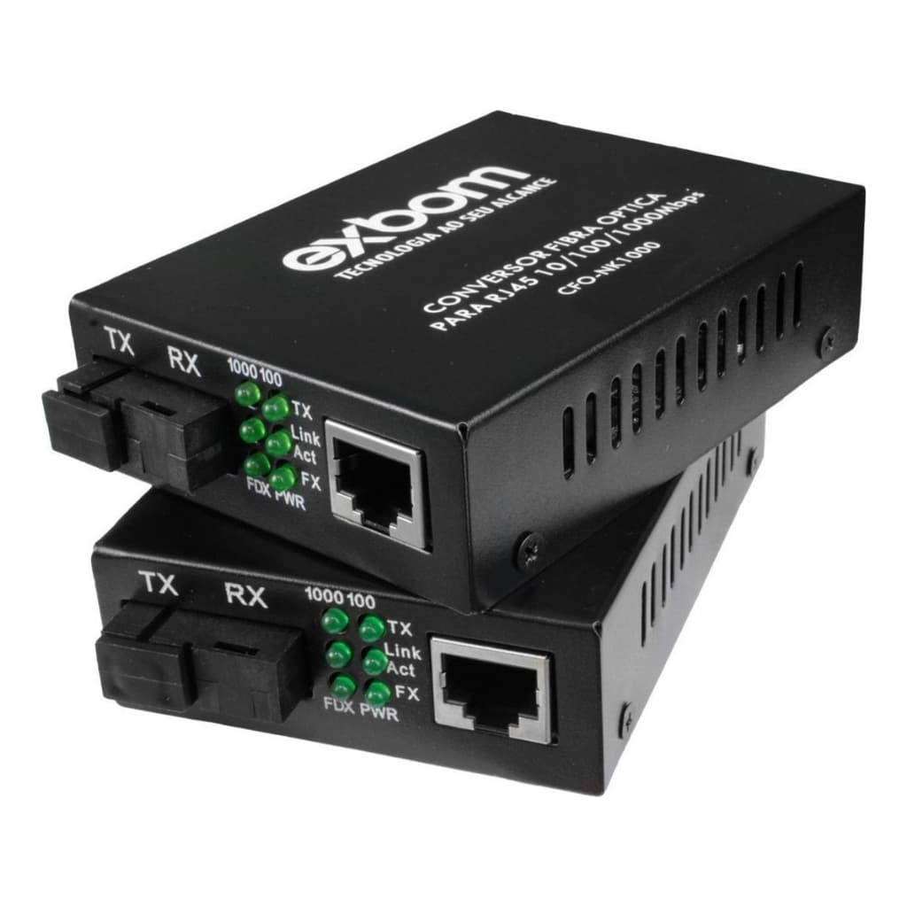 Par Conversor Mídia Fibra Óptica A+b Gigabit 1000 Mbps Rj45 Com Fonte