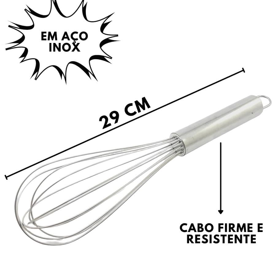 OFERTA Batedor 29cm Reforçado De Clara Cook Profissional Inox Utensilio De Cozinha Aço Inoxidável