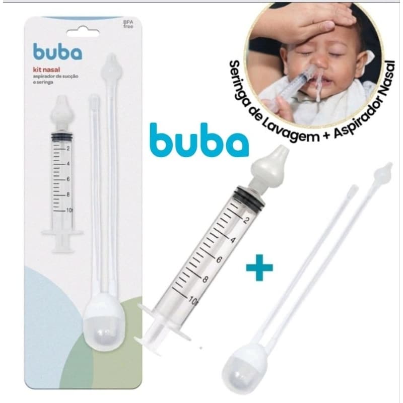 Kit Aspirador nasal bebê+ seringa de lavagem nasal Buba