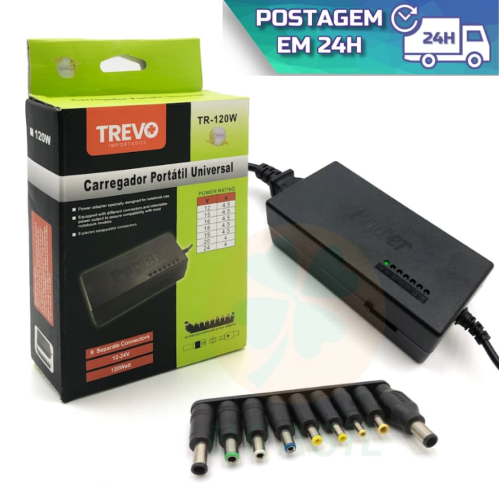 Fonte Carregador Universal Notebook Laptop computador 120w 12v a 24v adaptador com 10 Plug
