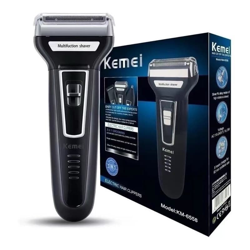 Maquina De Barbear Aparador Elétrico 3 Em 1 Kemei 6558