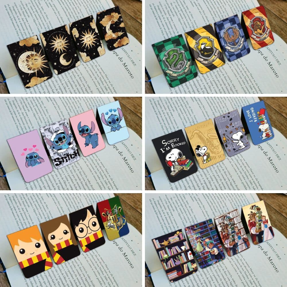 Kit com 4 Marcadores de Paginas Magnético Escolha o Seu Favorito