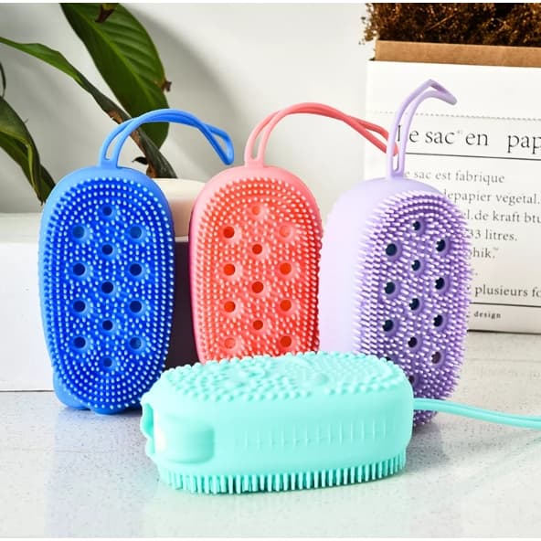 Esponja Para Banho Com Porta Sabão Escova Bucha De Silicone