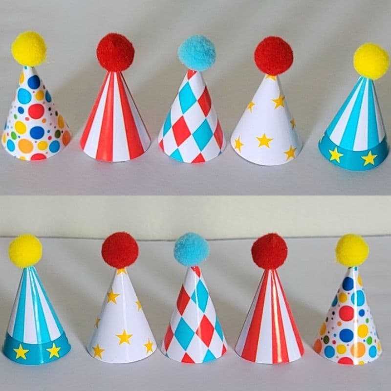 MINI chapéus para docinhos ou brinquedos tema Circo/ kit