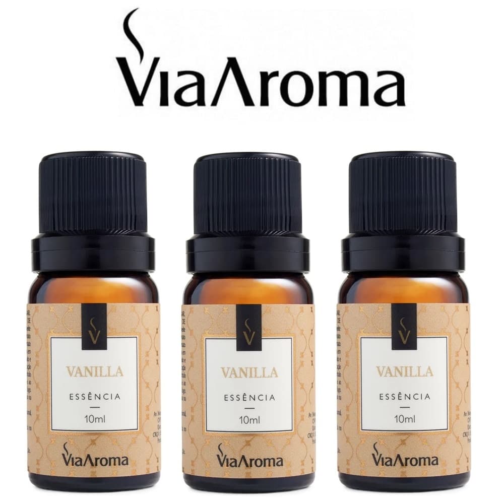 Essência VANILLA - Kit 3 Und - Linha Clássica Via Aroma para Aromatizador e Difusor