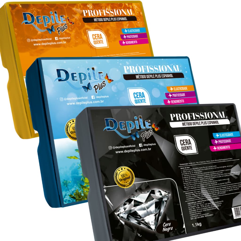 Cera Barra Método Espanhol para Depilação Profissional Depile Plus 1kg