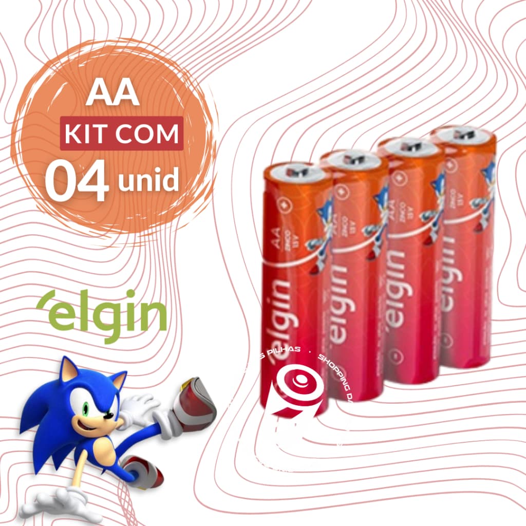 Pilhas AA Elgin Sonic Zinco Blister com 4 Unidades