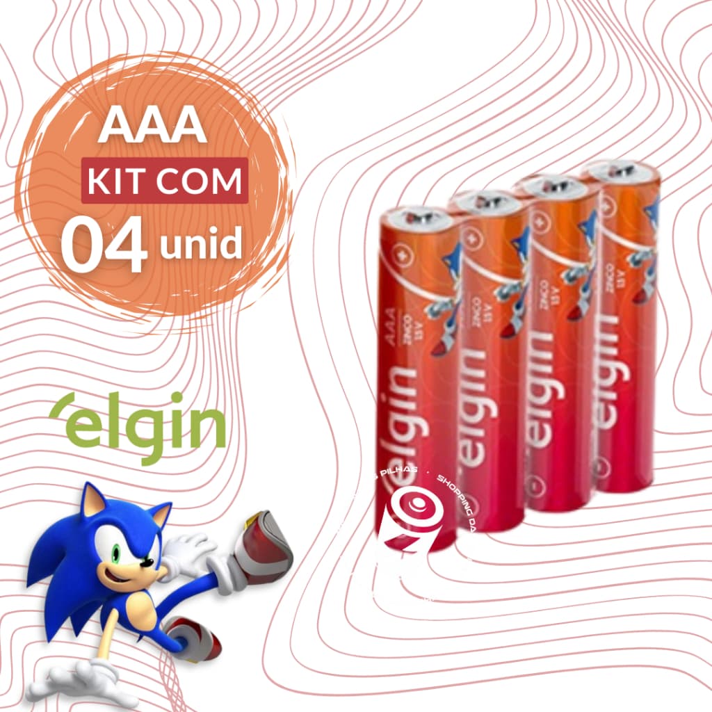 Pilhas AAA Elgin Sonic Zinco Blister com 4 Unidades