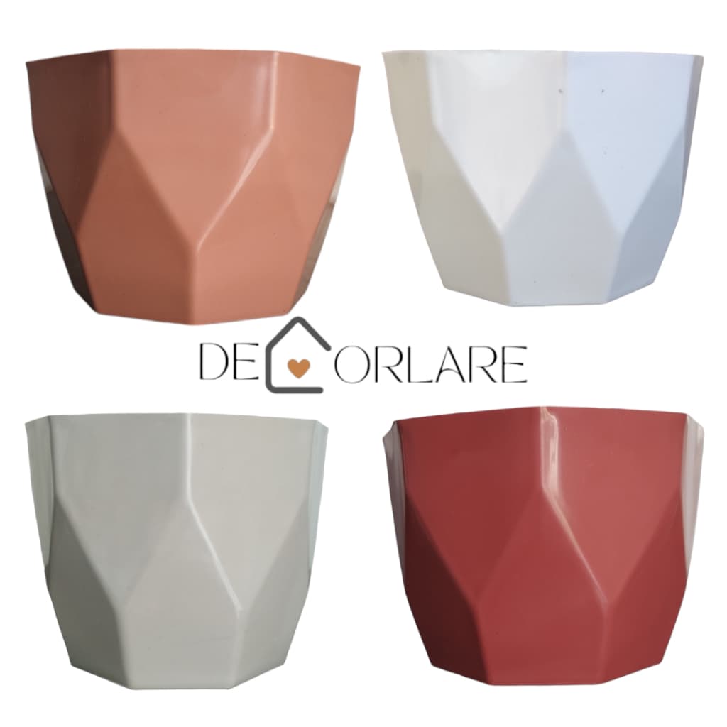 Kit 4 Vasos para Plantas  Facetado Decorativo Polietileno Injetado N3
