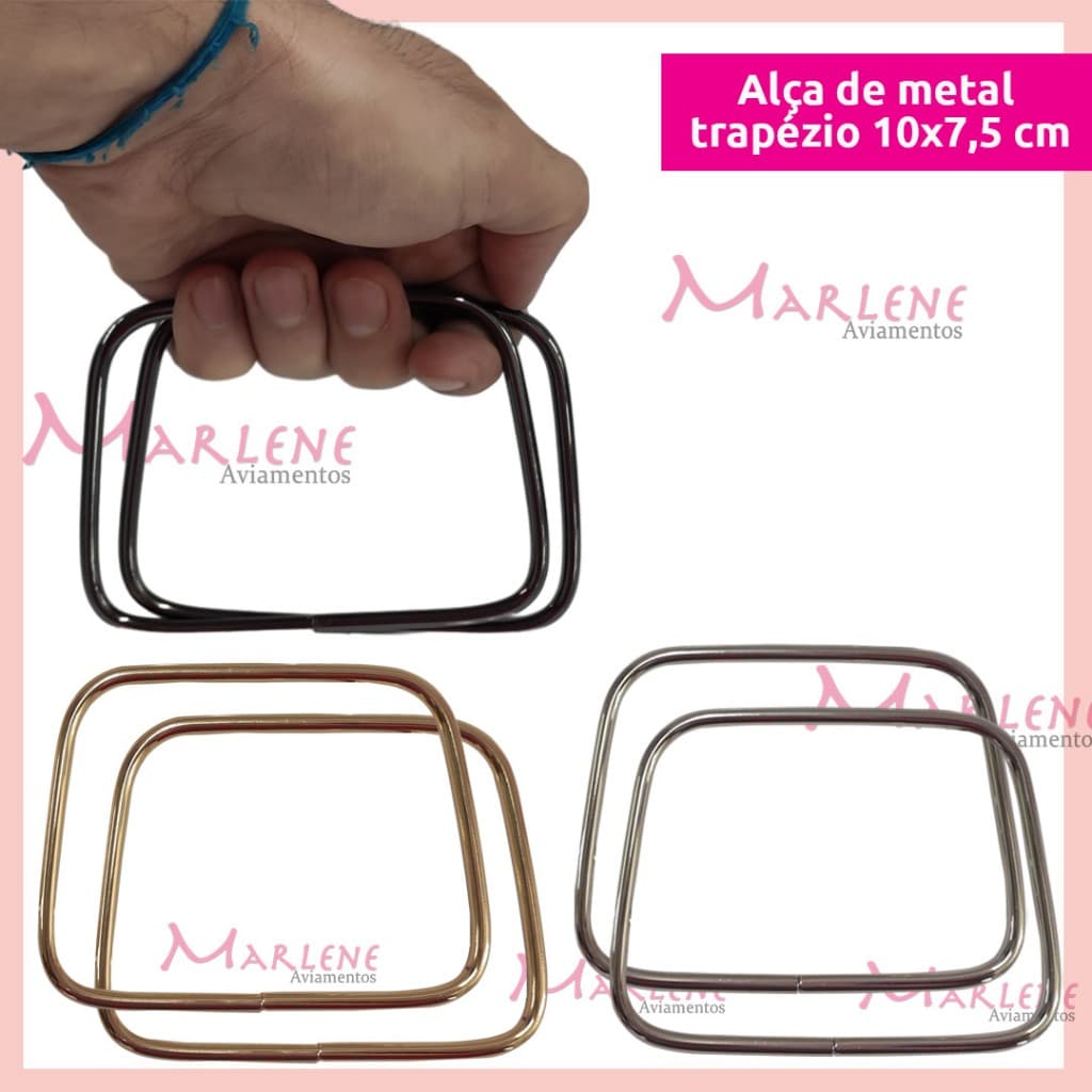 Alça de metal para bolsa trapézio 10x7,5 cm HYTS11 com 1 par