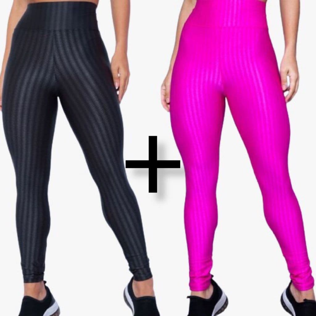 Kit 2 Calças Legging 3D Academia Cintura Alta