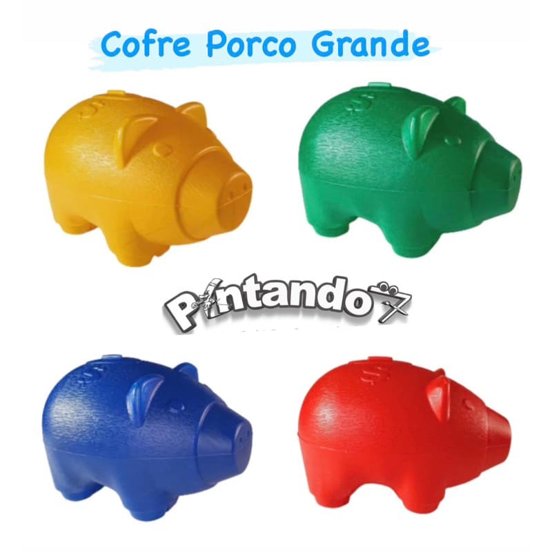 Cofre Porco Grande Diversas Cores Porta Moedas 24cm