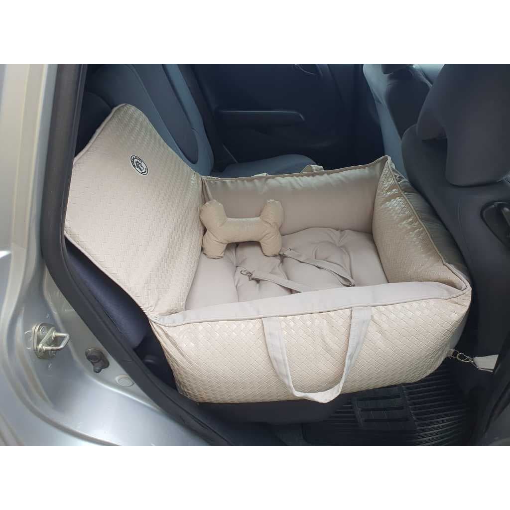 Assento Viagem Para Pet Cachorro de Médio Porte até 20 kg Rosa Couro Sintético Cadeirinha Segurança