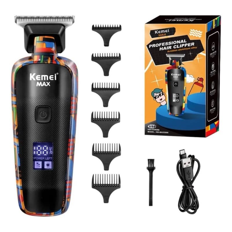 Máquina De Cabelo Barba Kemei MAX-5090 Para Homens  Profissional Máquina De Corte Barbeador Elétrico