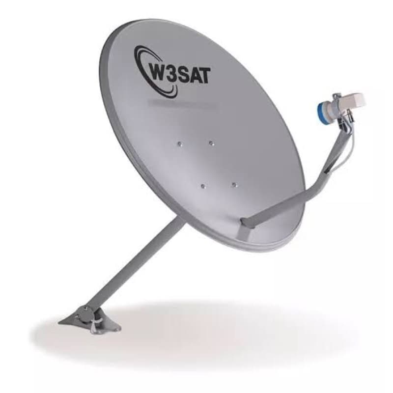 Antena Banda Ku 60cm Chapa W3sat C/ Lnb Simples+15mts cabos+2 conectores
