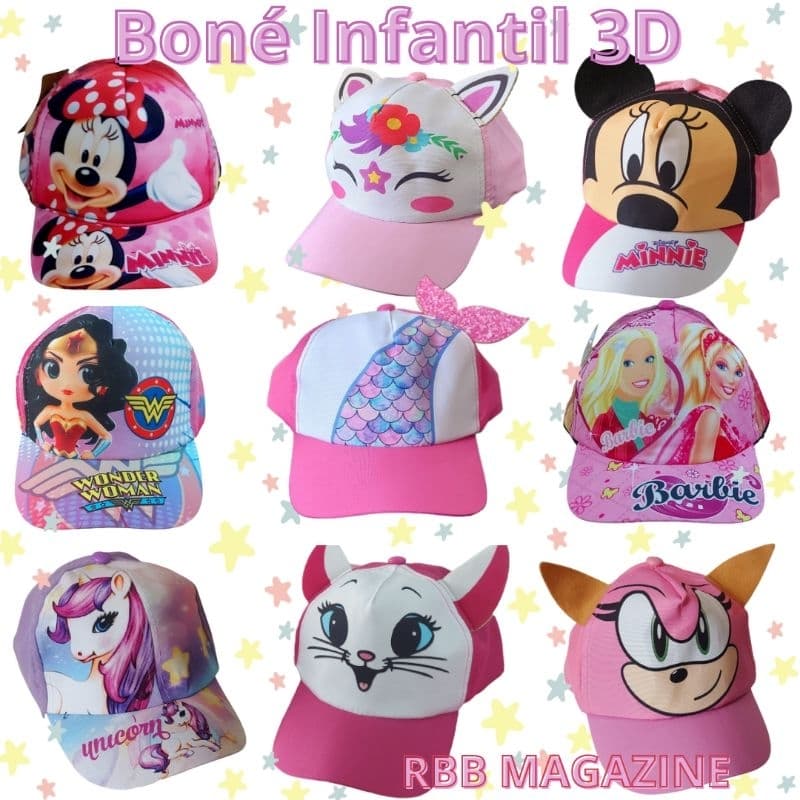Boné Sereia 3D infantil para meninas
