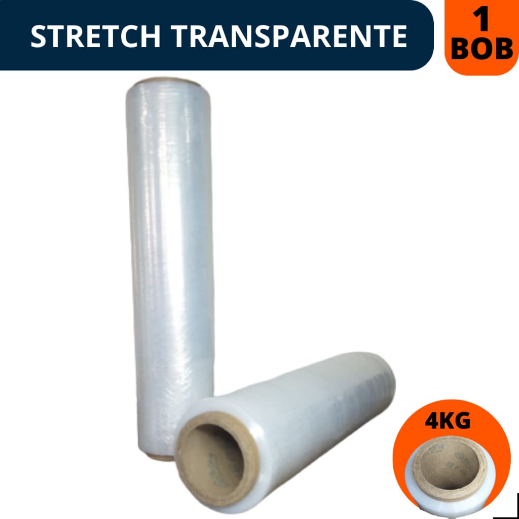 Bobina de Filme Stretch 4Kg 500X0,25 virgem palete