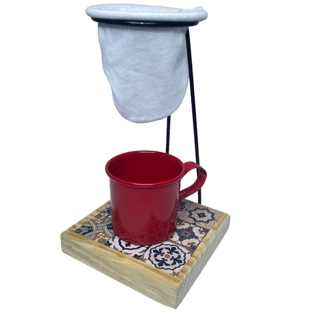 SUPORTE MINI PARA COADOR COM XICARA VERMELHA E REFIL