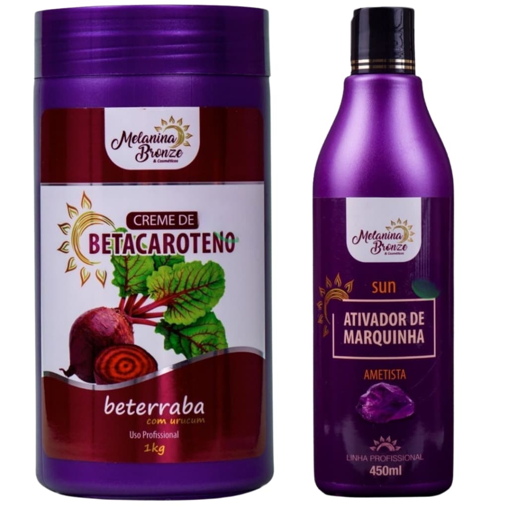 Betacaroteno 930g + Ativador de Marquinha Ametista 450ml Melanina Bronze