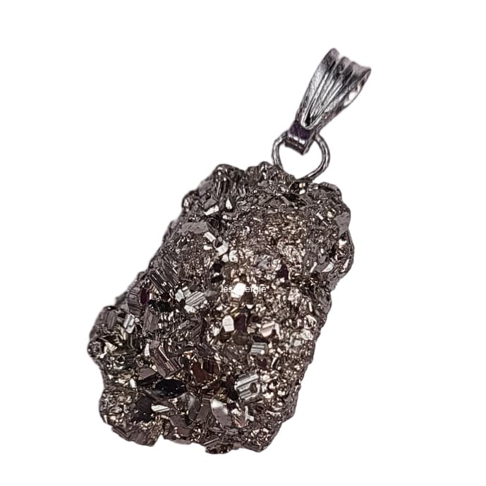 Pingente Pirita Pedra Natural Bruta Prosperidade Criatividade