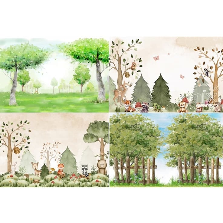 Fundo Fotográfico Sublimado Em Tecido Bosque, Floresta Infantil