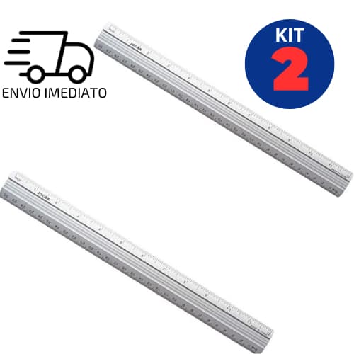 Kit 2 Réguas de Alumínio, Papelaria, Escolar, Escritório, Trabalhos Manuais Volta as Aulas