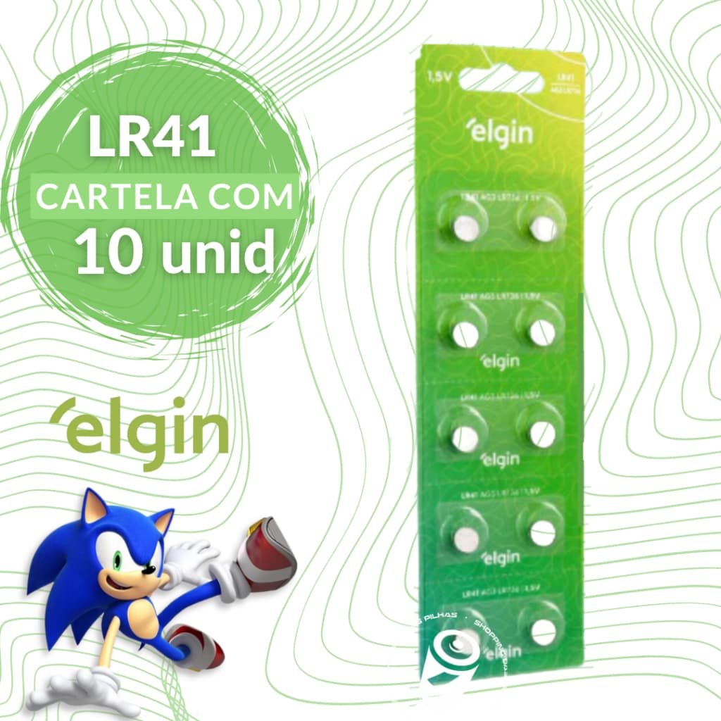Bateria Alcalina LR41 AG3 LR736 392 1,5V Elgin Botão Moeda Relógio