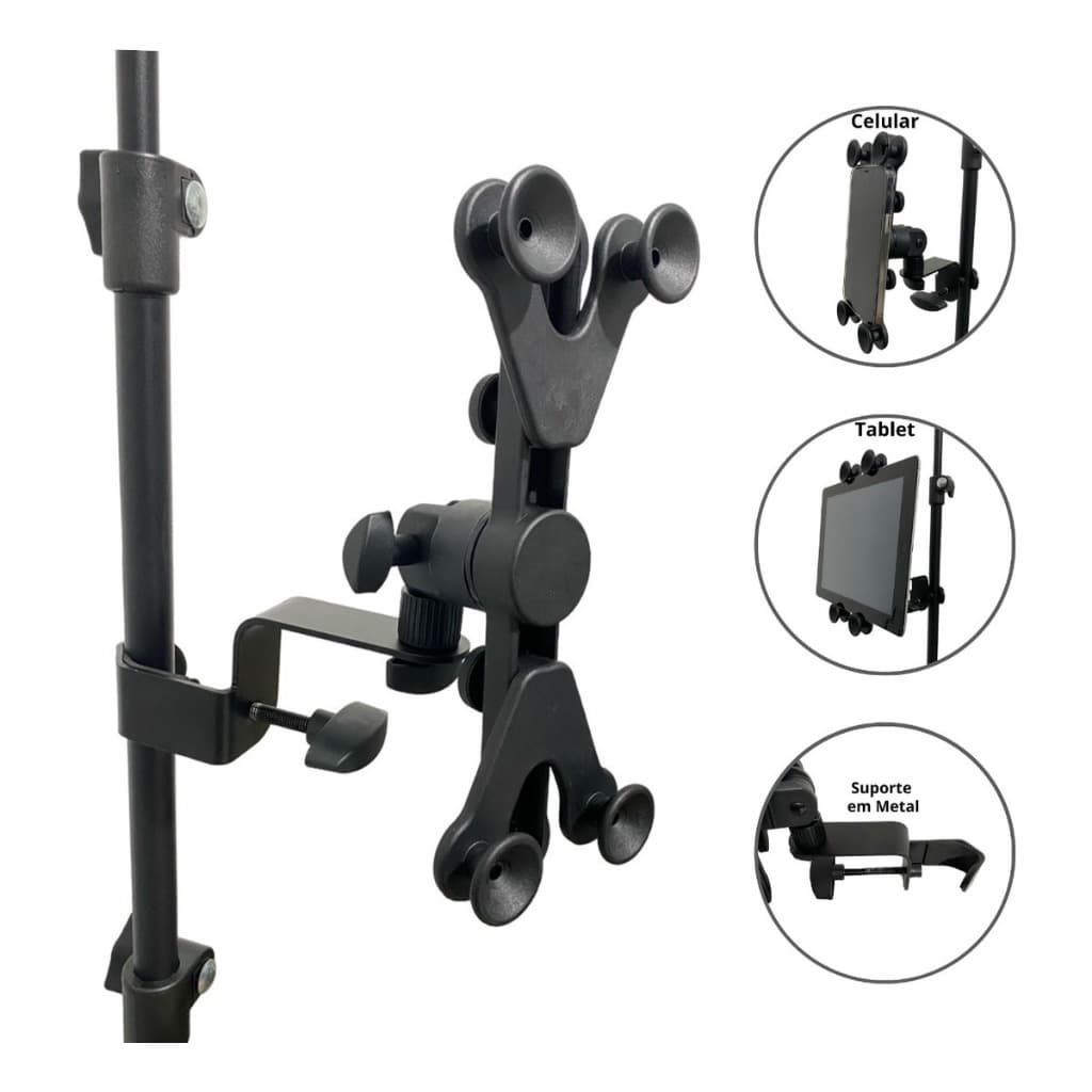 Suporte De Tablet / Celular Para Pedestal Estante De Bateria