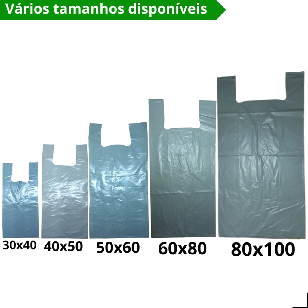Sacola Plástica Reciclada Verde Vários Tamanhos com 1Kg