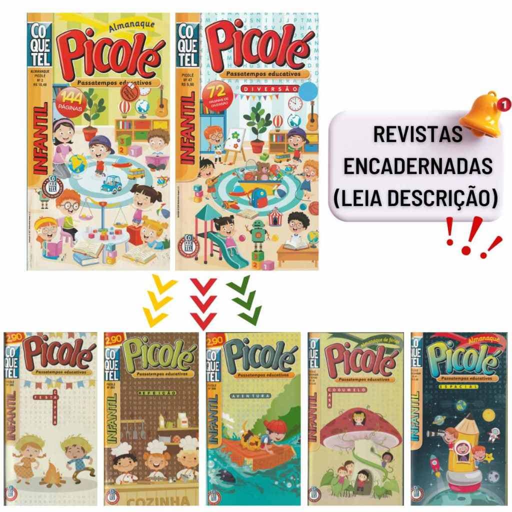 Kit 6 Revistas Picolé Infantil Passatempos (2 coletâneas)