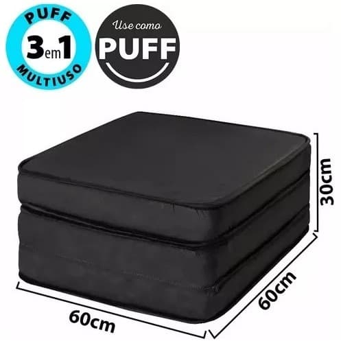 Puff Colchonete Dobrável / Sofá 3 em 1 Solteiro