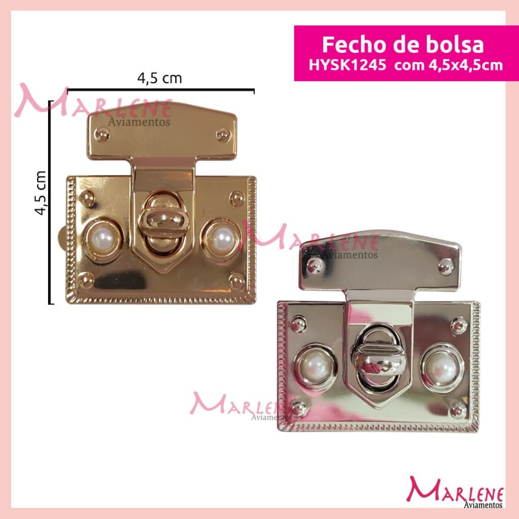 Fecho para bolsa com encaixe HYSK1245 detalhe pérola com 1 unidade
