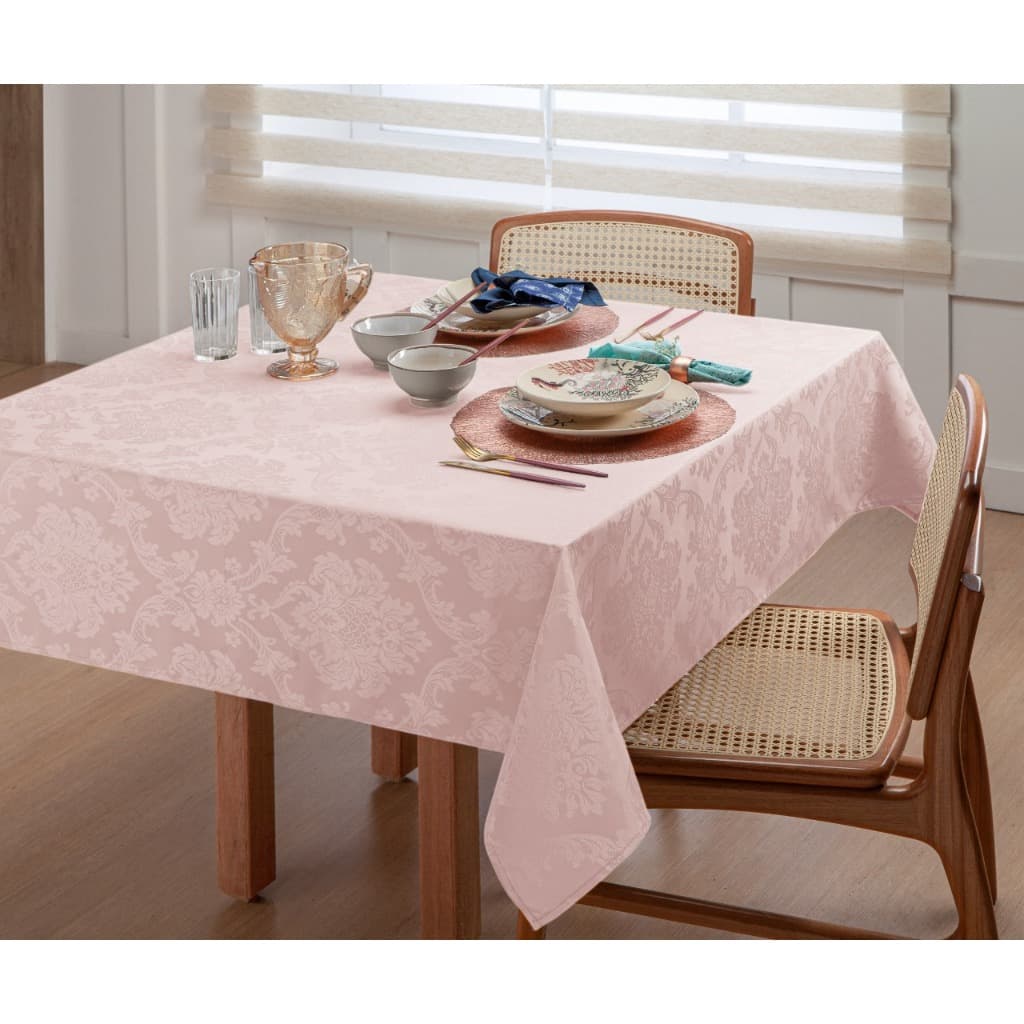 Toalha De Mesa Luxo 4 Lugares Jacquard Original Tecido Grosso Promoção