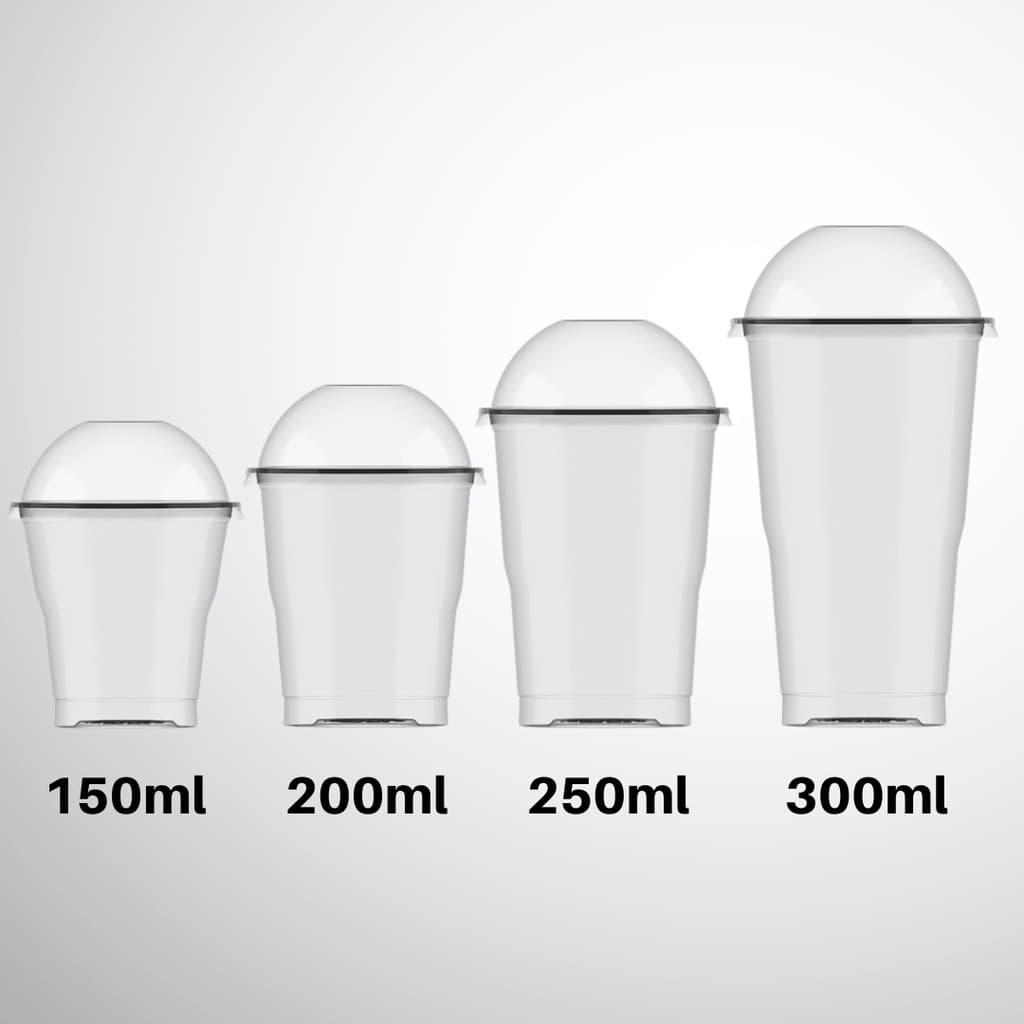 100 Copo c/tampa Bolha s/Furo Algodão doce, Açaí, a escolha 150ml, 200ml, 250ml ou 300ml.