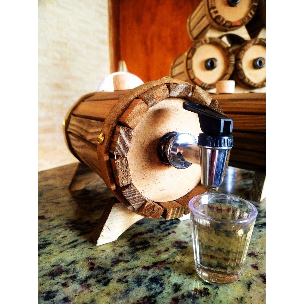 Pingometro Barril 1 Litro De Madeira Artesanato