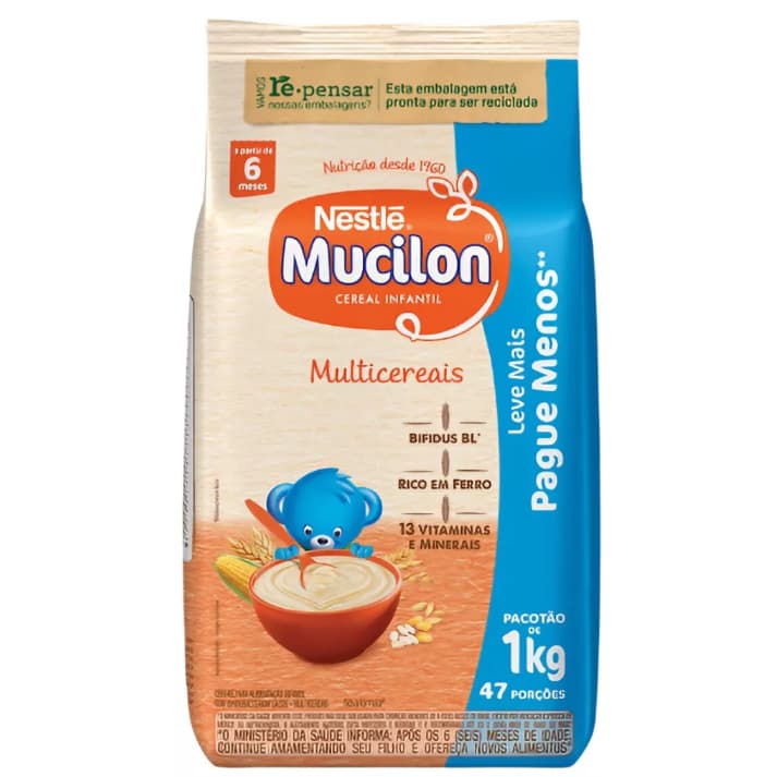 Cereal Infantil Nestlé Mucilon pacote 1 kg | Nutrição Completa para Bebês a partir de 6 meses