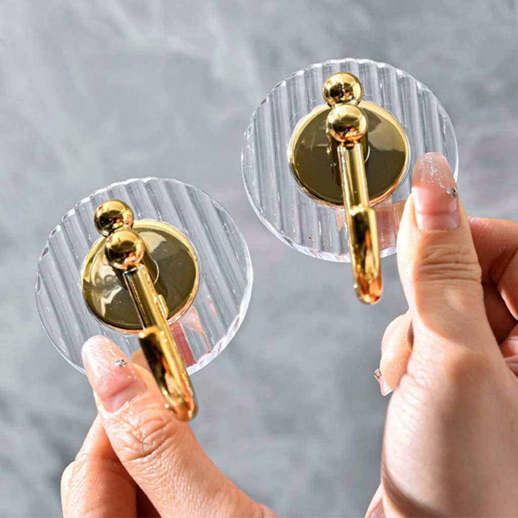 Gancho Adesivo de Parede, Acrilico, Cromado Cleann na cor Prata e Dourado, Elegante