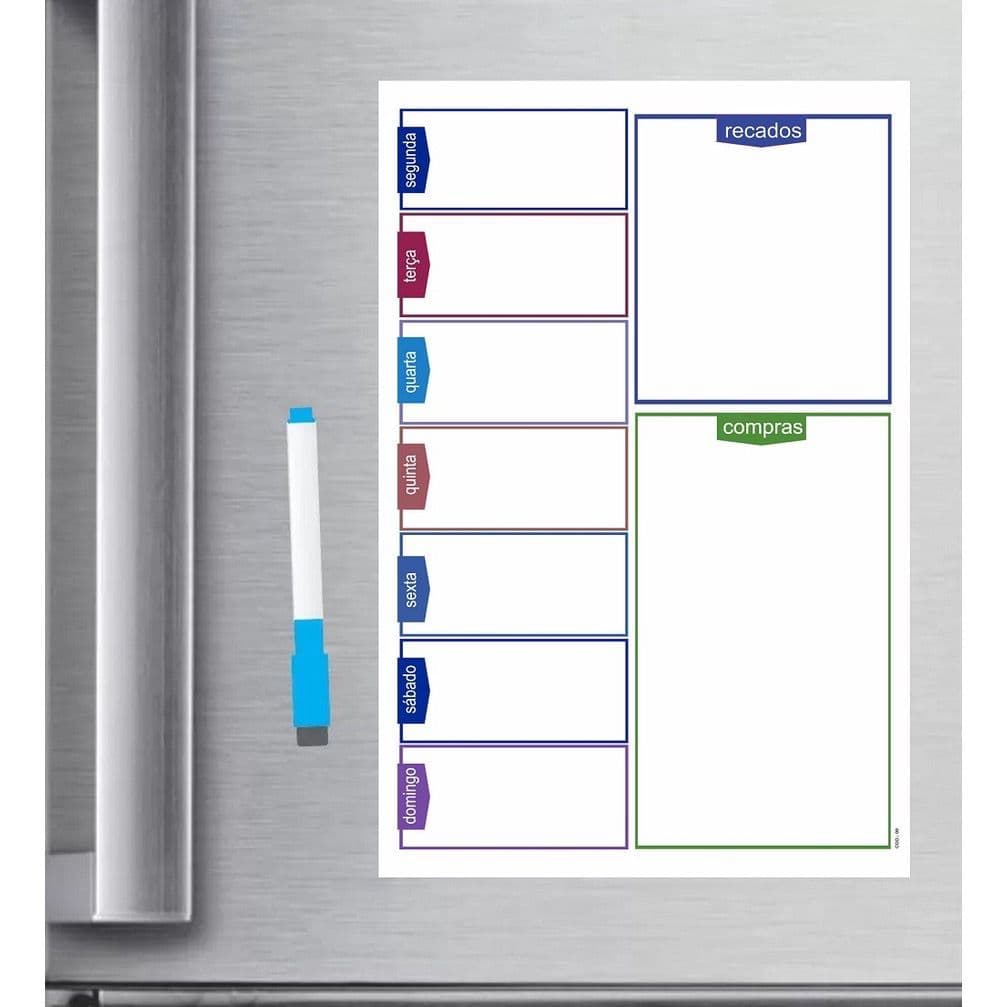 Magnético de Geladeira Imã planner organizador com caneta que escreve e apaga