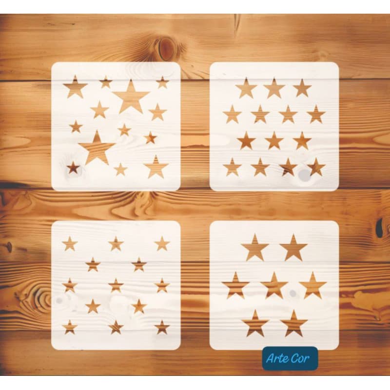 Estencil Estrelas pequeno / n.102 / mede 10 x 10 cm