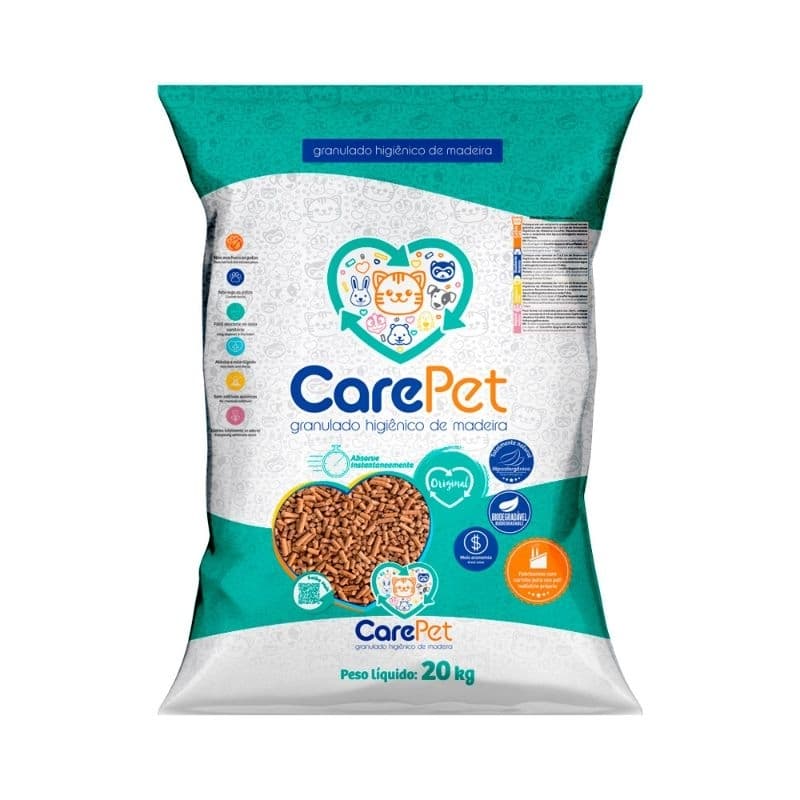 Granulado de Madeira P/ Gatos Care Pet Original 20Kg