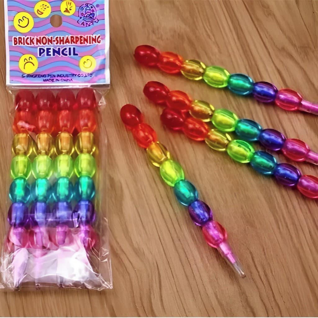 Kit 24 a 100 Lápiseiras Bolinha Cristal Arco-íris Troca Ponta