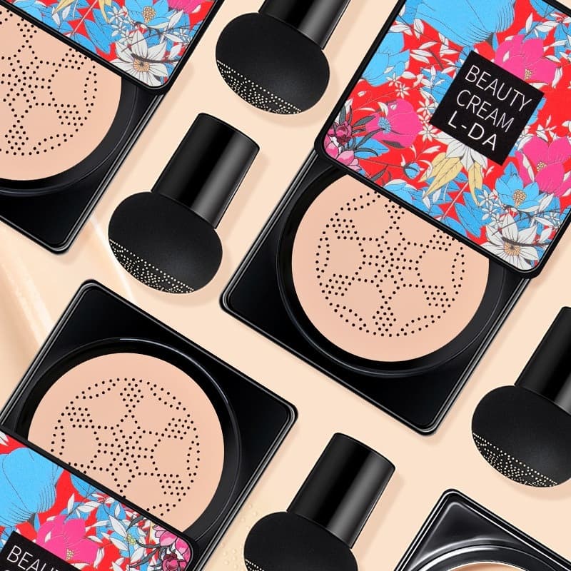 BB Cream/Base/Corretivo com Esponja com Formato de Cogumelo / Base Clareador Maquiagem Creme Clareador Cor Marfim e Natu