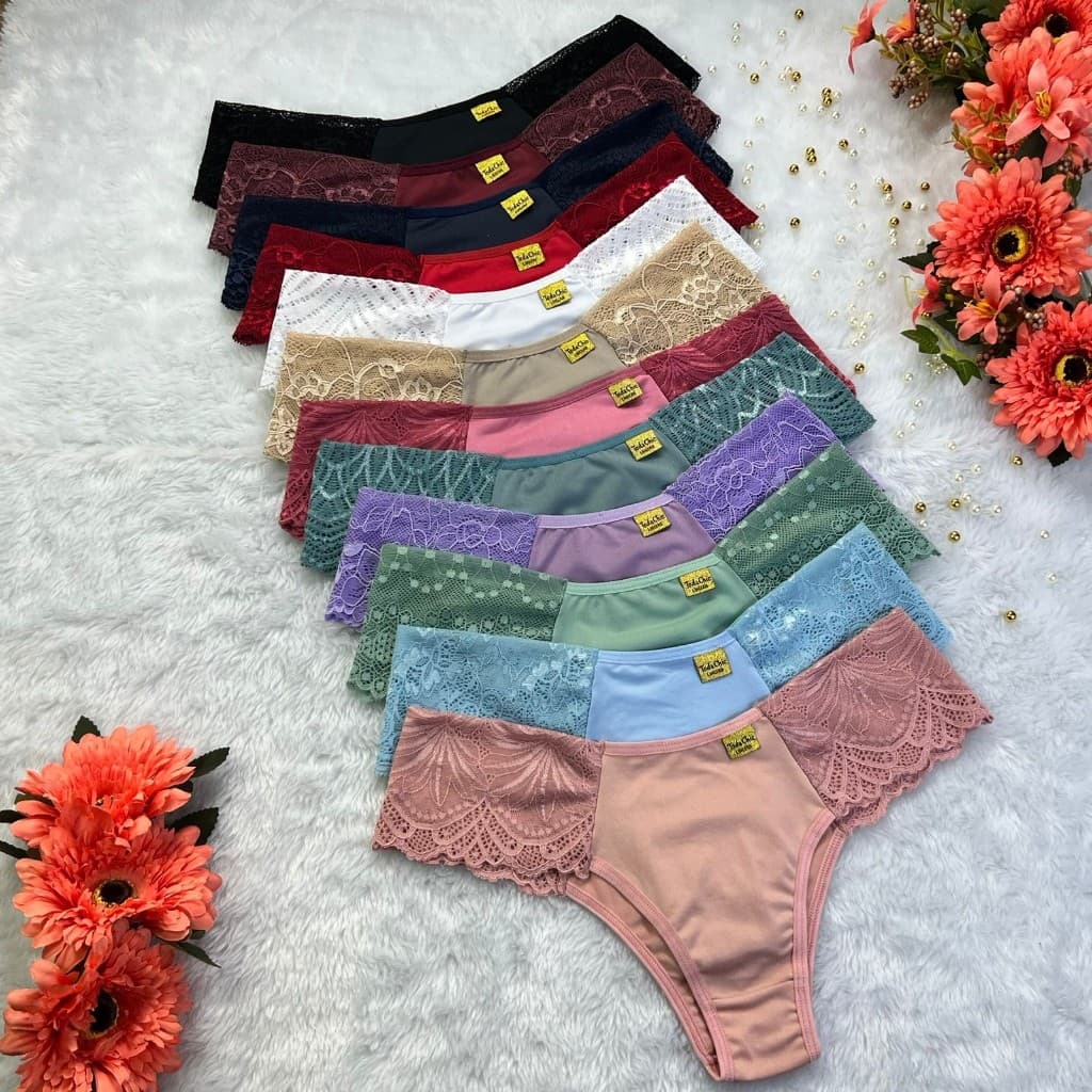 Kit 5 Calcinhas Feminina Conforto Pala Dupla Tanga Ref 314