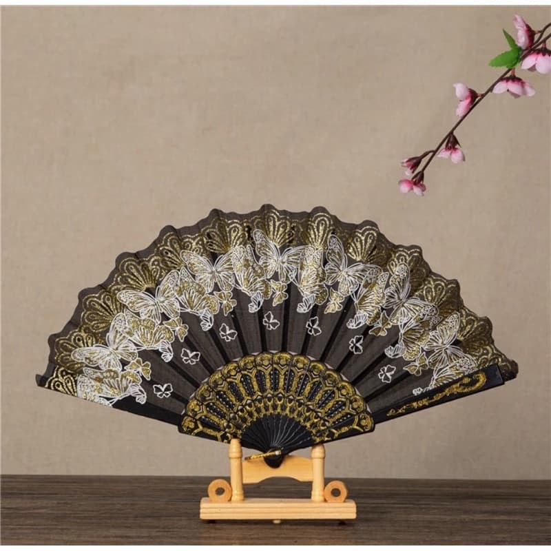 Leque com Detalhes Dourados Pequeno Colorido