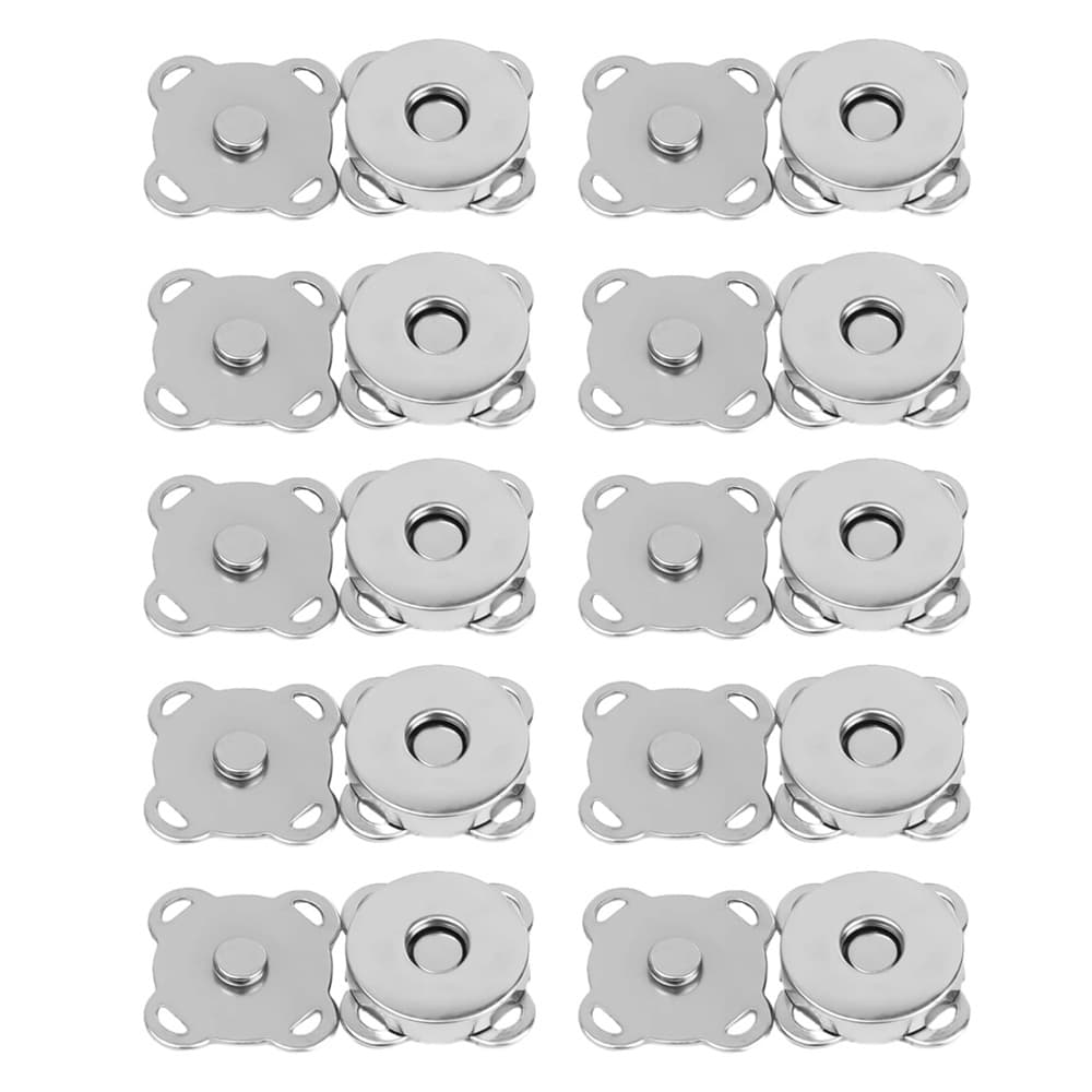 Kit 10 Botões Magnéticos 18mm Fecho Imantado Prata Para Costurar Bolsa Casaco imã Magnetizado